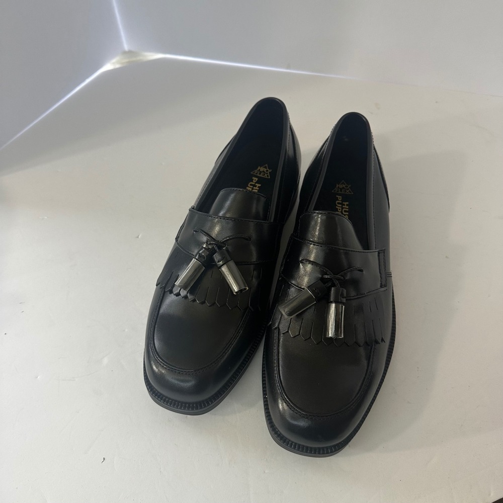 Hush Puppies Mens Black Leather Kiltie Tassel Loafers HP02 Flex Dress Shoes 8.5W
